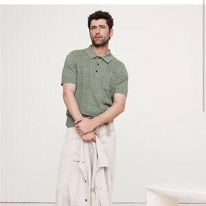 Banana Republic Cypress Green Linen Polo Shirt